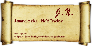 Jamniczky Nándor névjegykártya